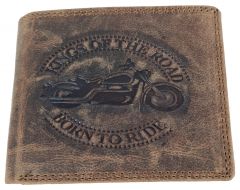 Echt Leder Geldbeutel Motorrad Born to Ride Braun