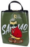 Designer Rucksack Handtasche Katze auf Reisen